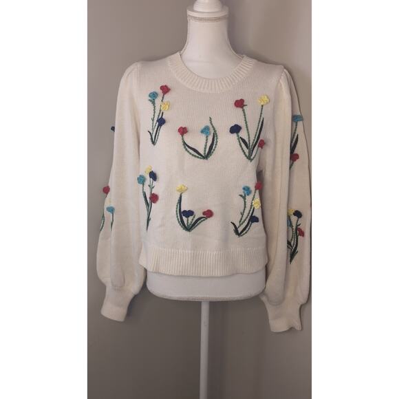 Alice+Olivia Wendell crochet colorful flower sweater - Picture 3 of 9